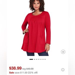 Roaman's Two Pocket Long Sleeve Soft Knit Swing Tunic 14/16